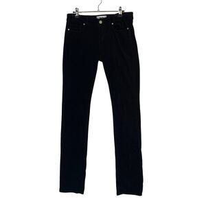 PAIGE Skyline Straight Black Corduroy Pants Women’s Size 26 Stretch Casual 34.5